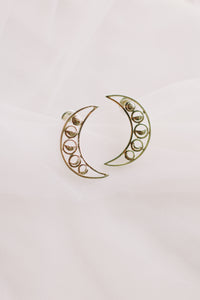 Phases of the Moon Embedded In A Crescent Stud