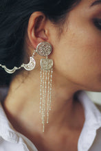 Load image into Gallery viewer, Phases of the Moon Filigree Stud with Rice Pearls and Ear Chain
