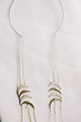 Studded Crescent Waterfall Choker with Rice Pearls