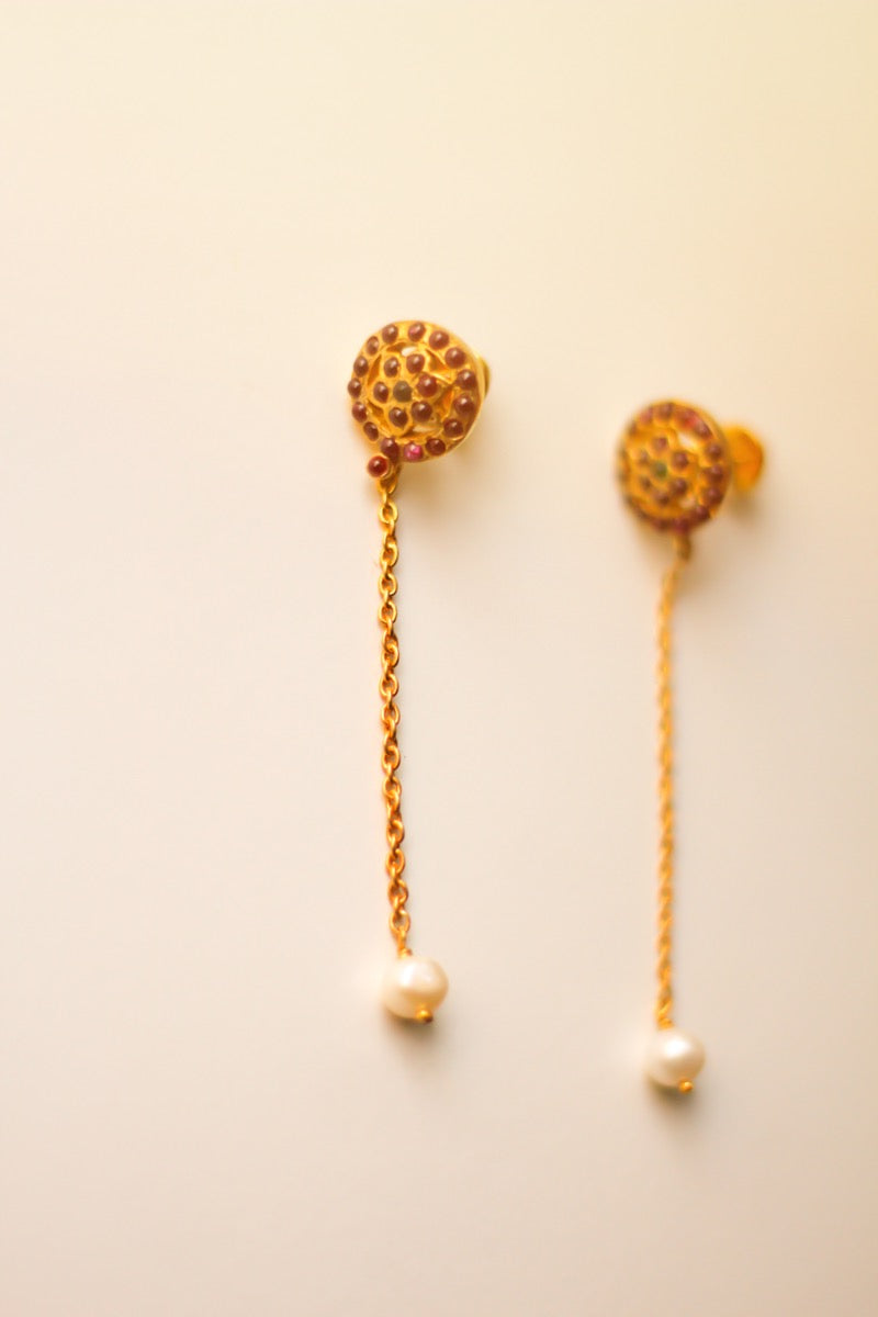 Temple Architecture Motif Earrings (Gold-Plated)