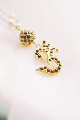 White Pearl String With Bikaner Beads Om Pendant