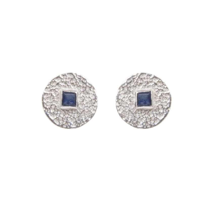 Beaten Coin Sapphire Earring