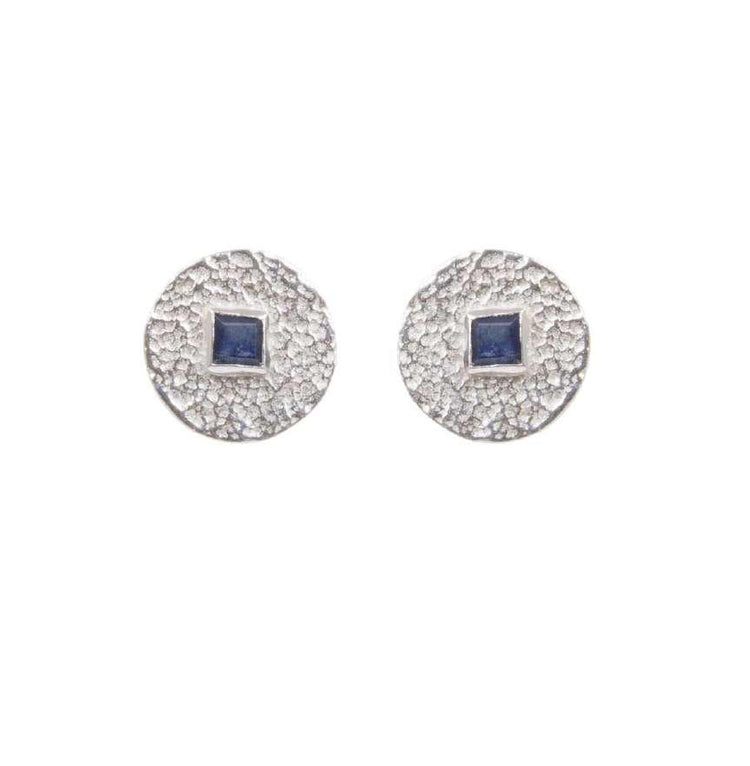 Beaten Coin Sapphire Earring