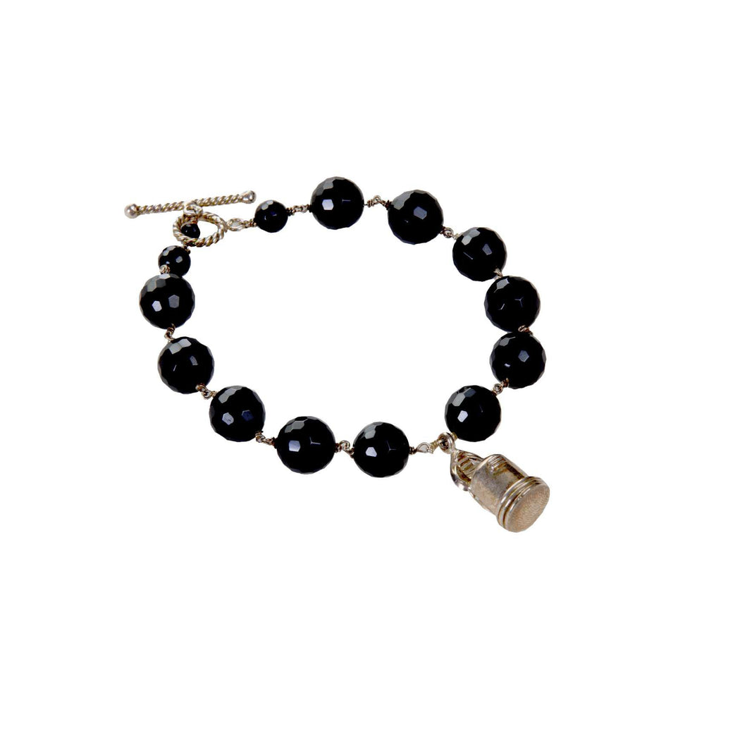 Shiva Lingam Bracelet On Black Onyx Beads