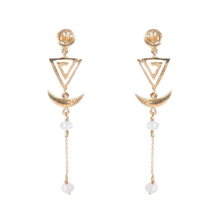 Trishul Lotus Moon Devi Earring