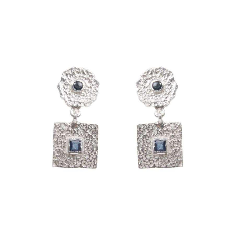 Beaten Coin Sapphire Earring
