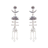 Trishul Moon Lotus Spiral Devi Earrings