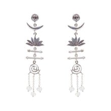 Load image into Gallery viewer, Trishul Moon Lotus Spiral Devi Earrings
