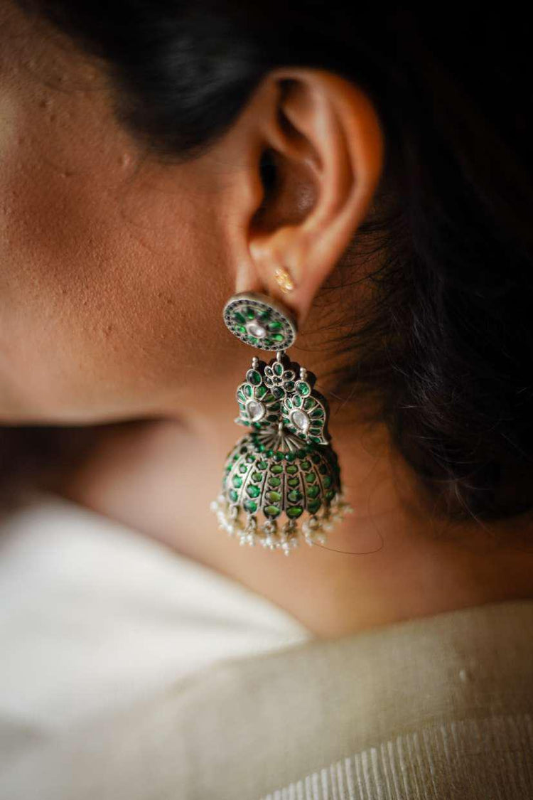 Emerald Green Mango Jhumkis