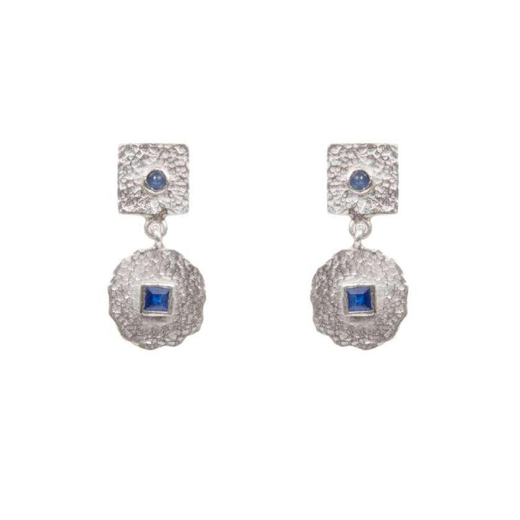 Beaten Coin Sapphire Earring