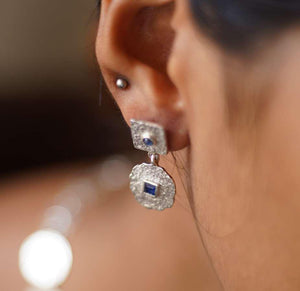 Beaten Coin Sapphire Earring