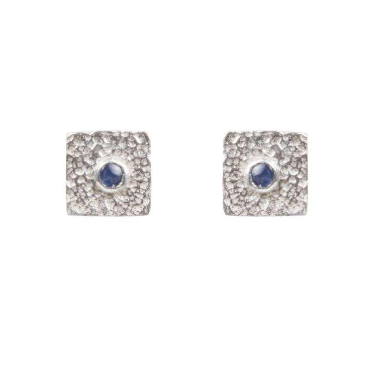 Beaten Coin Sapphire Earring