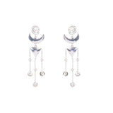 Spiral Moon Shiva Lingam Trishul Earrings